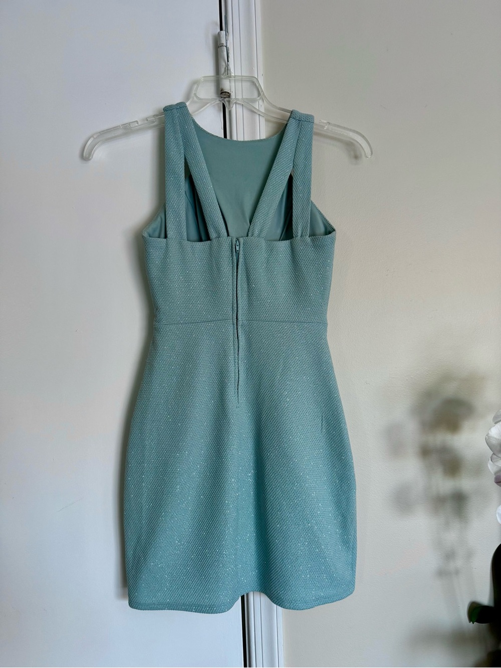 Sleeveless Mint Textured Sheath Dress - Women's Dress - Picture 5 of 5